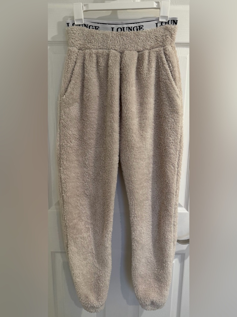 Lounge Apparel Cozy Sherpa Jogger Pants in Light Beige